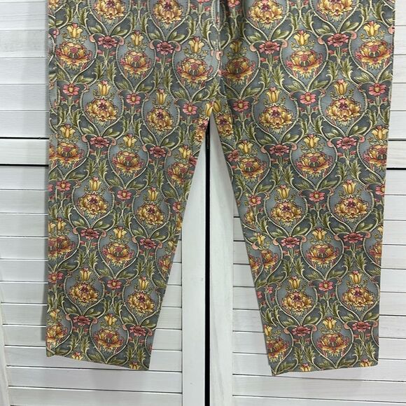 Talbots Ankle Pants Size 12P Side Zip Scroll Print Vintage 80s - Picture 6 of 11